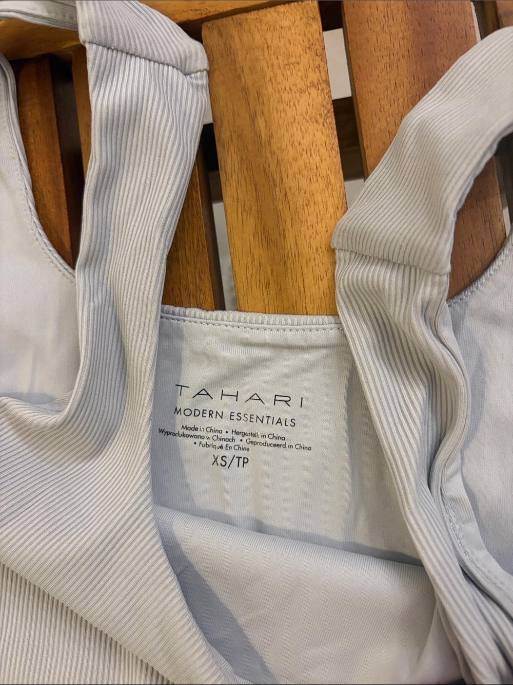 Tahari Light Gray Ribbed Tank Top - Modern Essentials